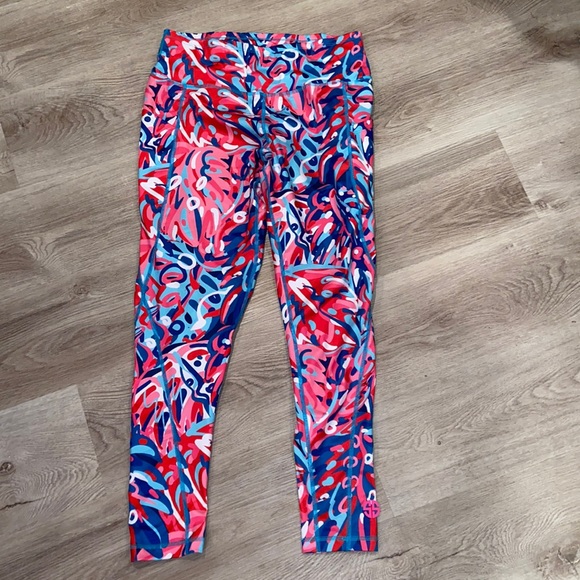 Simply Southern Pants - Simply Southern Pink and Blue Printed Leggings